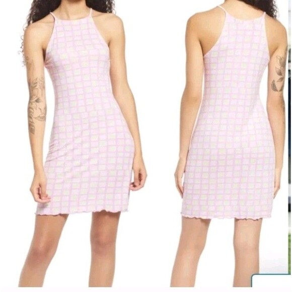 Y2K NWT BP Sleeveless Junior's Women's Mini Dress Pink square Green Size XS - Picture 1 of 9